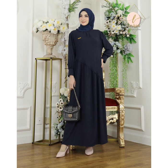 (COD) Gamis Hijab Wanita Terbaru Model Simple Mewah Dan Elegan - Hitam, M