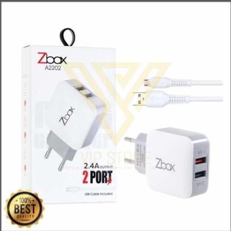 ZBOX A2202 Travel Charger TC Dual Usb Fast Charger 2.4A + Kabel Micro Usb