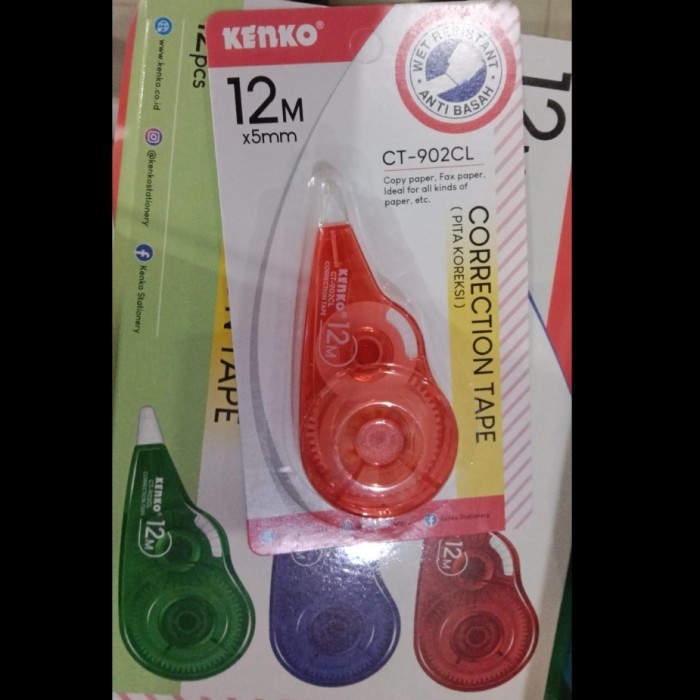

Tip Ex Kertas 12 Meter Kenko CT 902 Correction Tape Tipex 1 Buah - CT902L