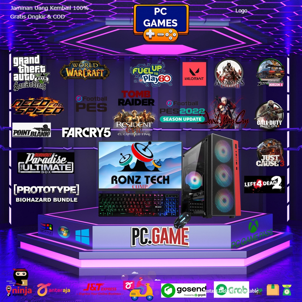 PC GAMING MURAH INTELL I5 3470 RAM 16GB MONITOR LED HDMI VGA 4GB DDR5 500GB