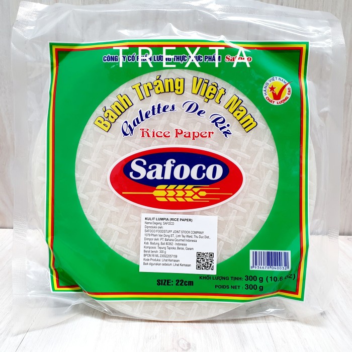 

BEST SELLER RICE PAPER / KULIT LUMPIA SAFOCO 22 CM - 300 GRAM