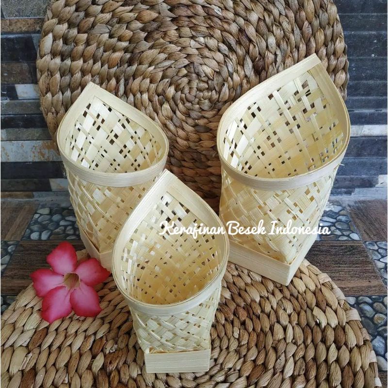 Anyaman bambu termurah GROSIR ( TEMPAT TISU BAMBU 1 SET ISI 3 UKURAN ) wadah tisu / tisu makan / tis