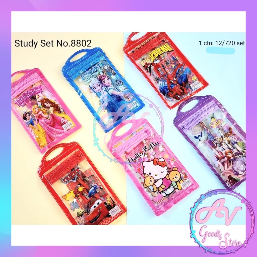 

Stationery Set Karakter 8802 / Paket Alat Tulis Sekolah Set / Study Set Fancy