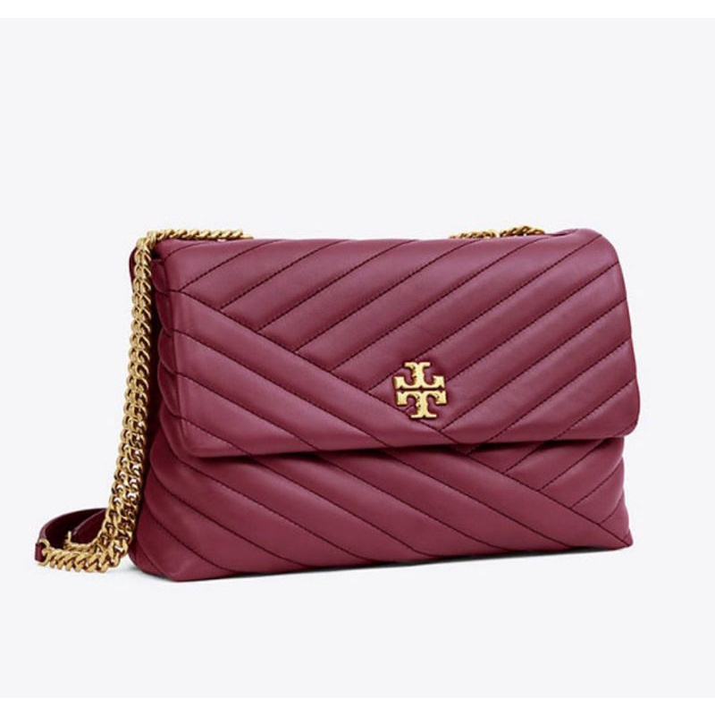 Tory Burch Kira Chevron Convertible Shoulder Bag Medium 27 Cm - Maroon Tas Vs