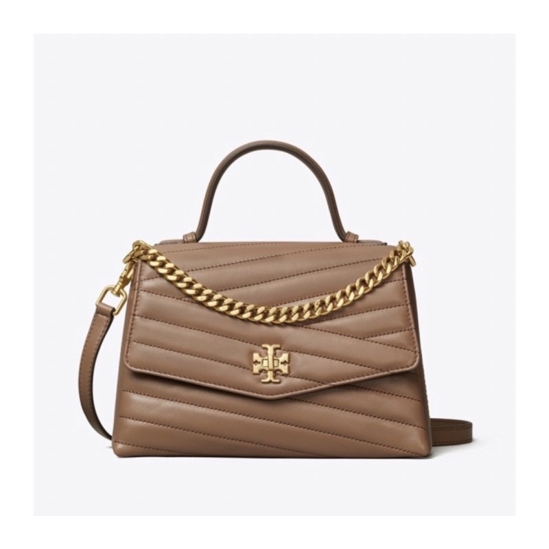 Tory Burch Kira Chevron Top Handle Satchel Brown (61674) Tas Vs