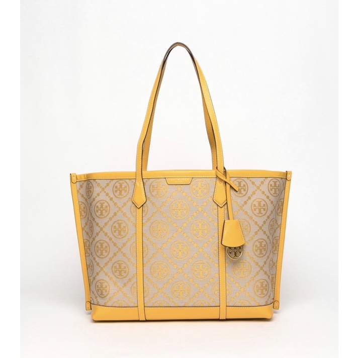 Tory Burch Perry Monogram Small Triple Compartment Tote Yellow Tas Vs