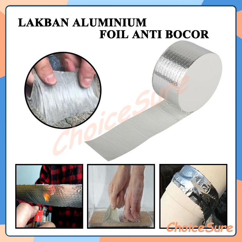 Tape Anti bocor Foil Butyl Aluminium 5CM*5M / Lakban Anti Air Anti Bocor Aluminium Waterproof Pereka