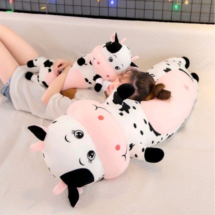 Boneka Guling Sapi Jumbo Bahan Plush Mainan Anak - 80cm