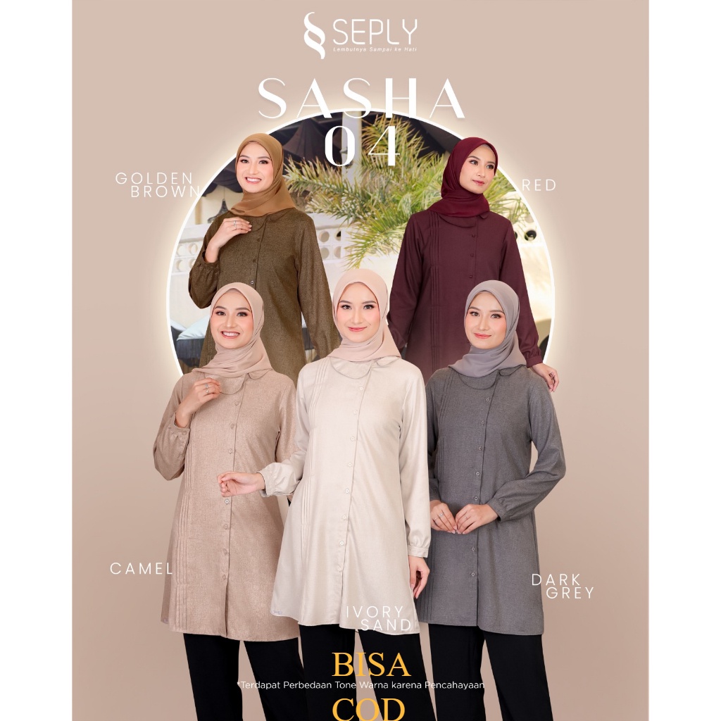 ATASAN TUNIK SEPLY SASHA 04 CAMEL/DARK GREY/GOLDEN BROWN/RED/INVORY SAND