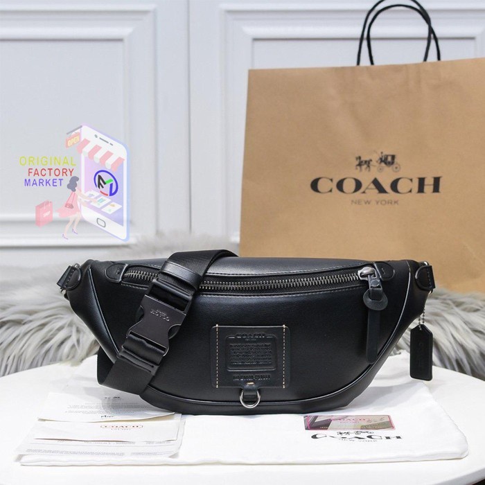 TAS COACH RIVINGTON Belt Bag POCHETTE BLACK Leather COACH 37591 Bs