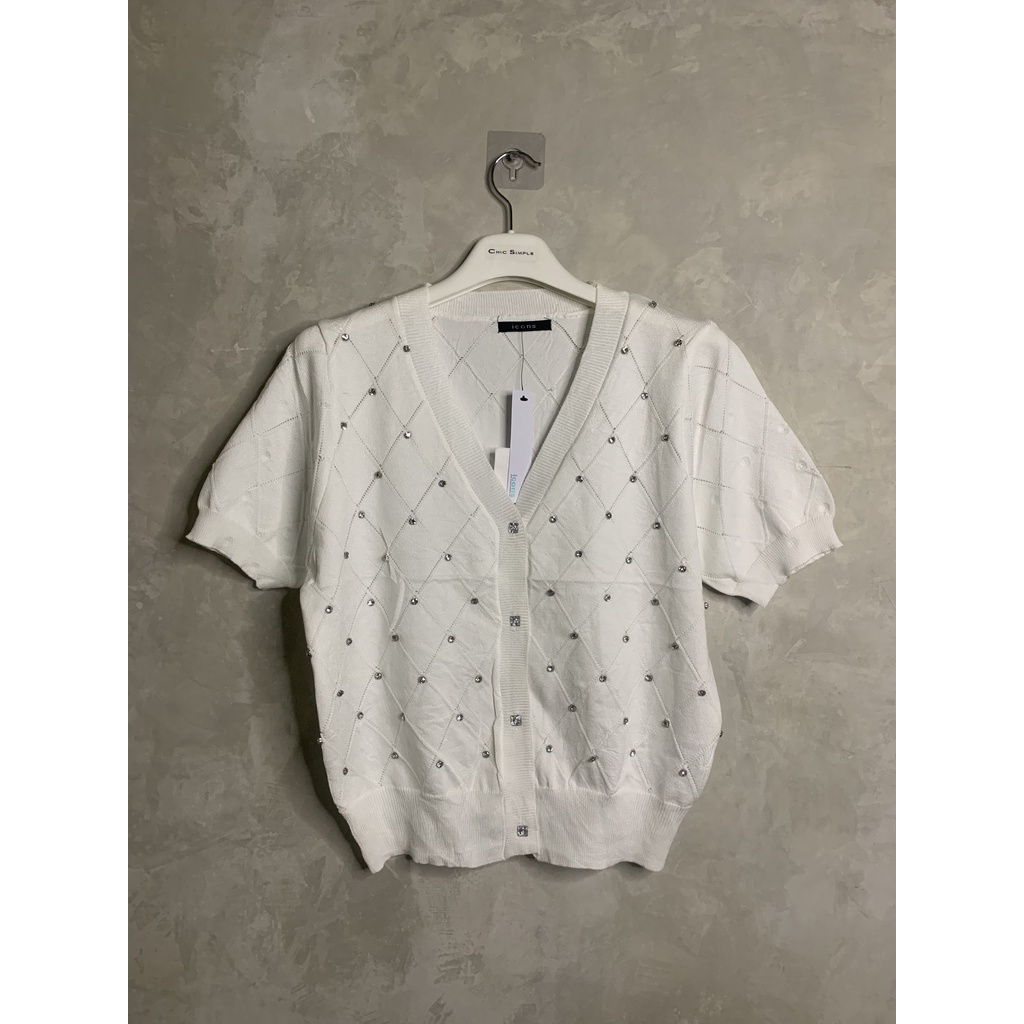 ICONS S/S KNIT CARDIGAN W/ DIAMOND CARDIGAN WANITA MODERN BLIC4962BB