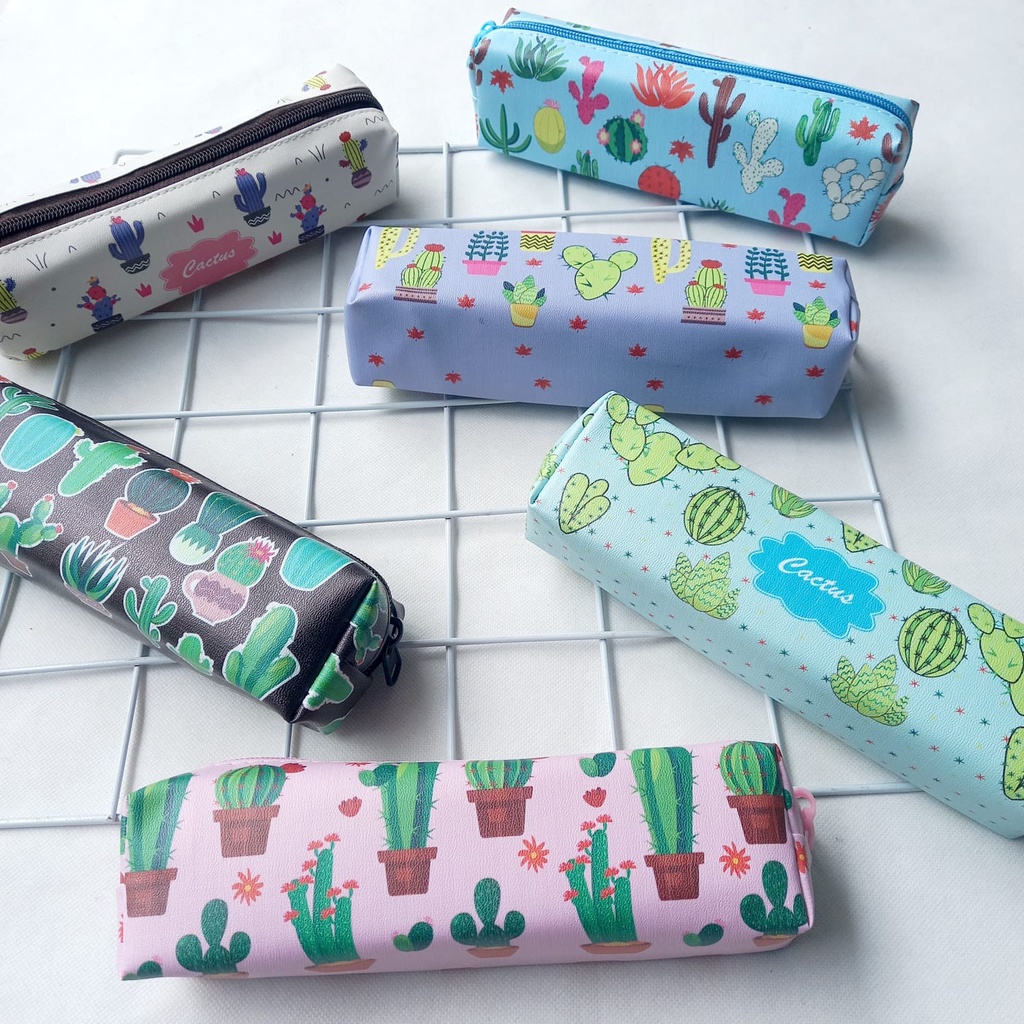 

Souvenir ultah Kotak Pensil Tempat Pensil Zipper Bag Motif Kaktus Lucu