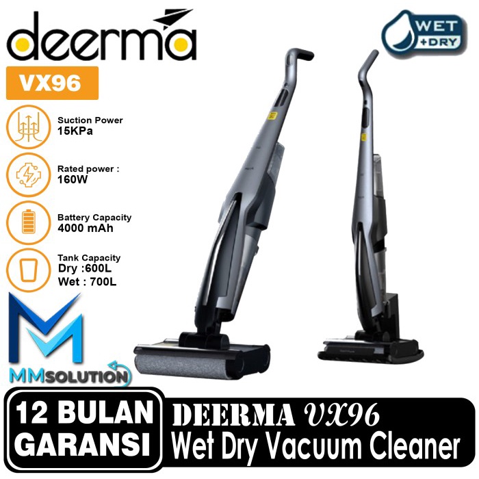 Deerma VX96 15Kpa Cordless Wet Dry Vacuum Cleaner Penyedot debu