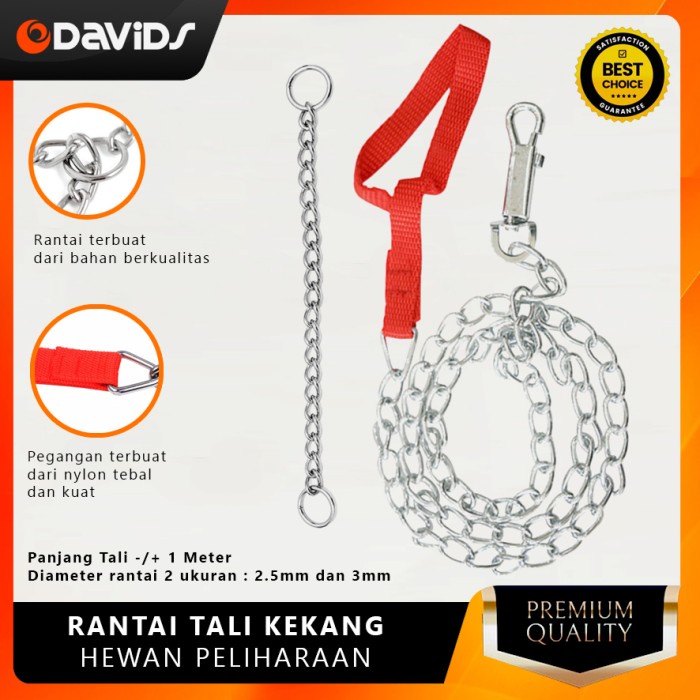 Rantai Anjing Kucing Tali Tuntun Kekang Kecil Hewan Kuat Besi Dog - 2.5mm