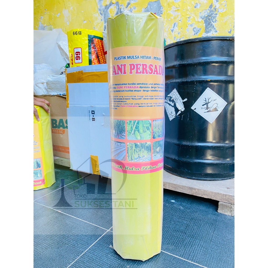 Plastik Mulsa Hitam-Perak TANI PERSADA, tebal 0,35mm, panjang 160m, lebar 50cm Berat 5,4kg
