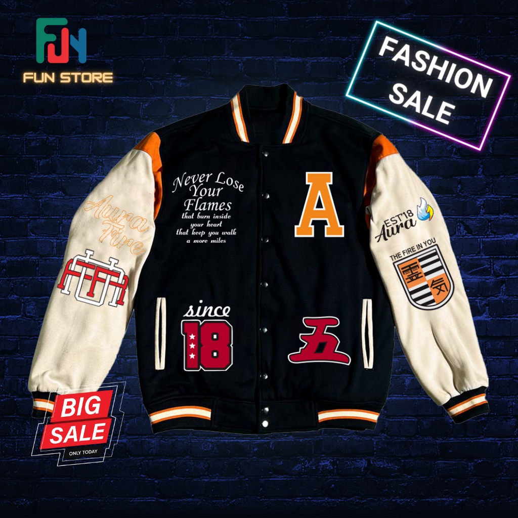 Jaket Varsity Aura Fire 2023 MPL S12 Dewasa Ukuran XL M L S 3XL 2Xl 5XL 4XL Bahan Fleece Premium Jak