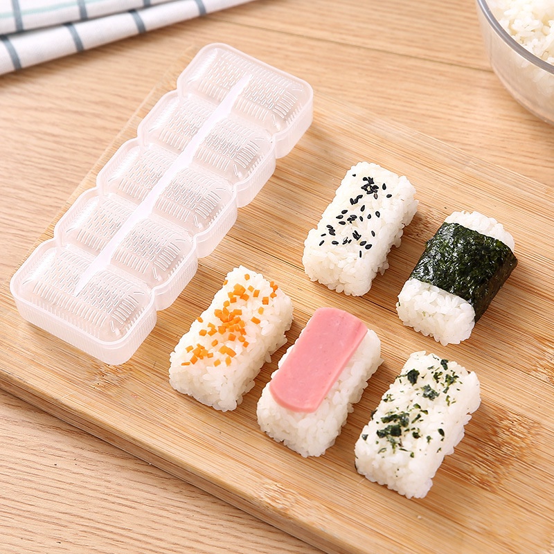 Cetakan Nasi Sushi 5 Kotak 5 in 1 Onigiri Sushi Maker Set Roll Cetakan Lemper Cetakan Sushi Kotak Al