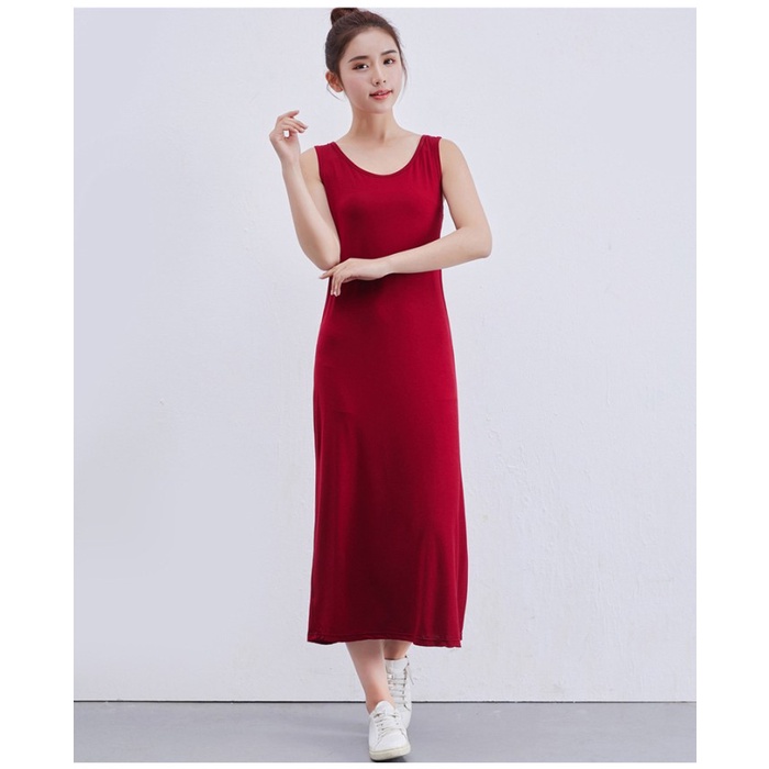Inner Kaos Oblong Wanita Singlet Lekbong Panjang Dalaman Gamis Dress - Maron