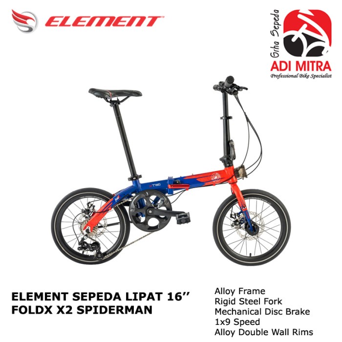 Element FoldX X2 Spiderman Sepeda Lipat [16 inch] Folding Bike 9 Speed