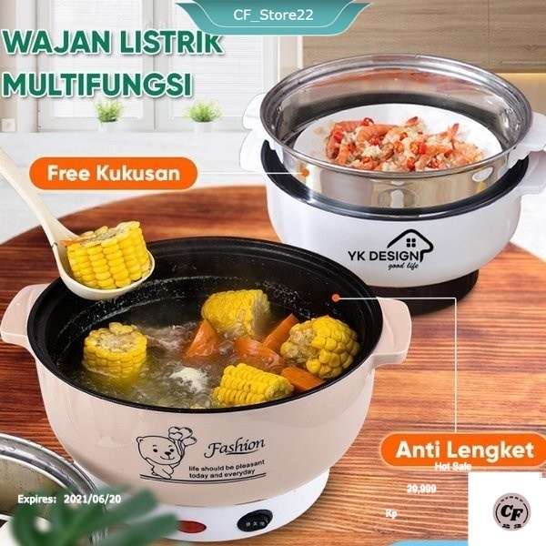 Panci Listrik Serbaguna Kapasitas Besar Multifungsi Free Kukusan 22 Cm