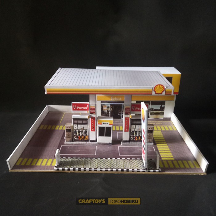 Diorama Diecast Skala 64 - Miniatur SPBU Shell