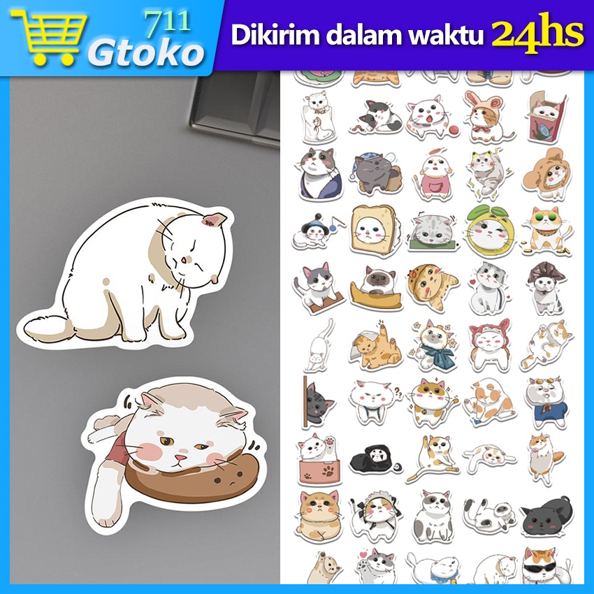 

Sticker Kucing Pet Lucu Kartun Stiker Cat Handphone Laptop Koper Helm Gitar Skateboard Anti Air 50 Pcs / 62 Pcs