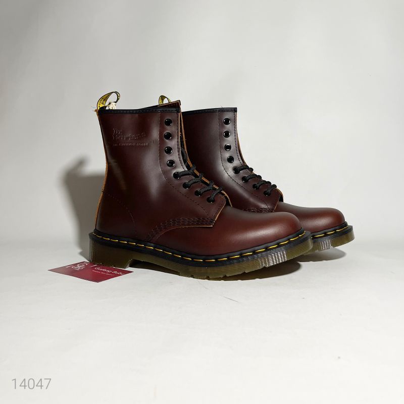 Vs Docmart Boots Dr Martens 1460 High 8 Hole Smooth Cherry Red Rogue Leather Vv2