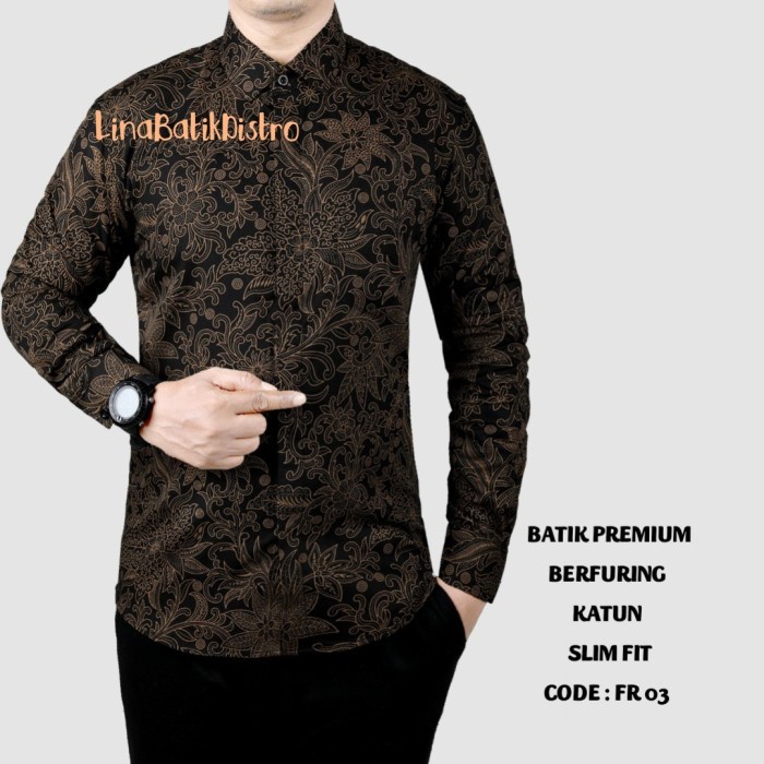 best -BAJU KEMEJA BATIK PRIA SLIM FIT MODERN MEWAH SLIMFIT LB104 - ACS 150, M