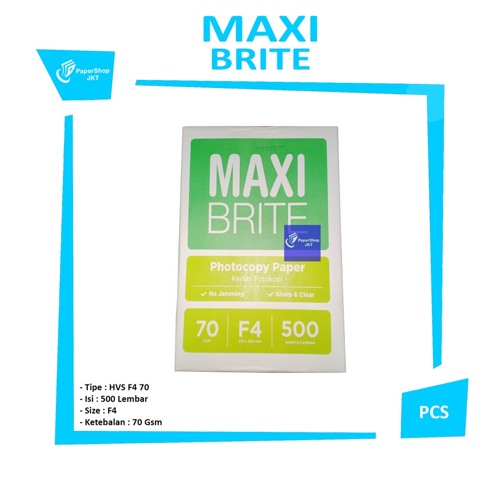 

MAXI BRITE- Kertas Hvs Putih F4 70Gram Office Paper Print - Box