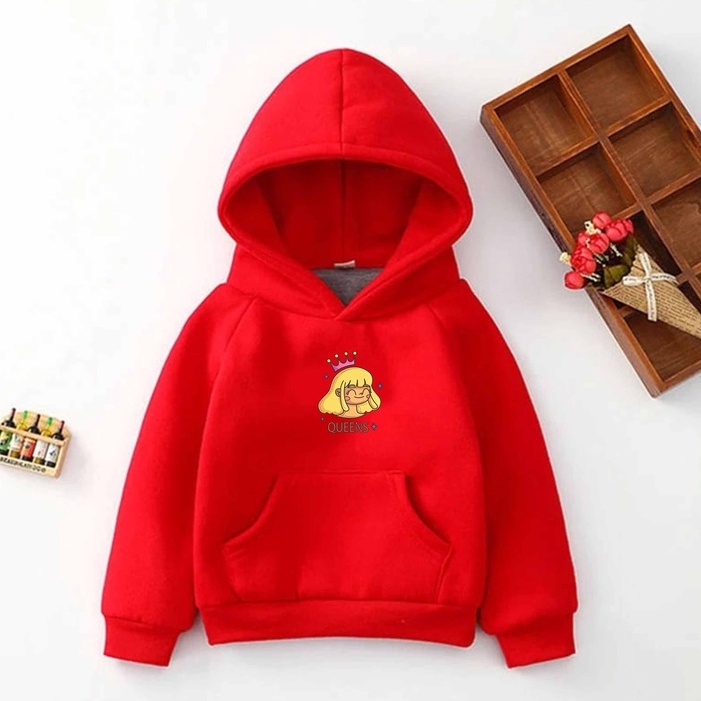 Hoodie OOTD Anak Perempuan Laki Laki Queens  Fleece Umur 1 2 3 4 5 6 7 Tahun Cewek Cowok Murah