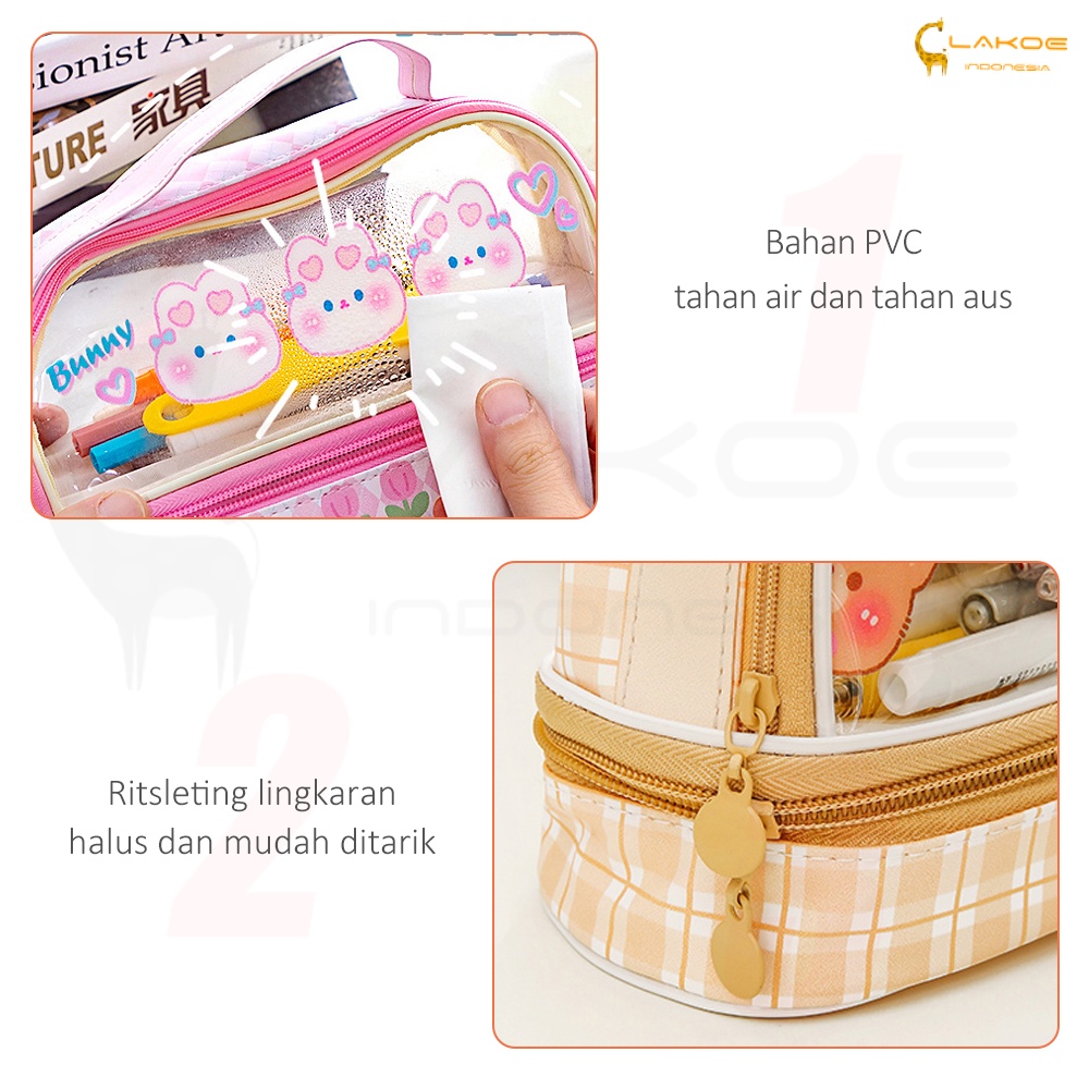 

RK Lakoe Tempat Pensil Transparan Berkapasitas Besar/Kotak Pensil Anak motif lucuStationery Box