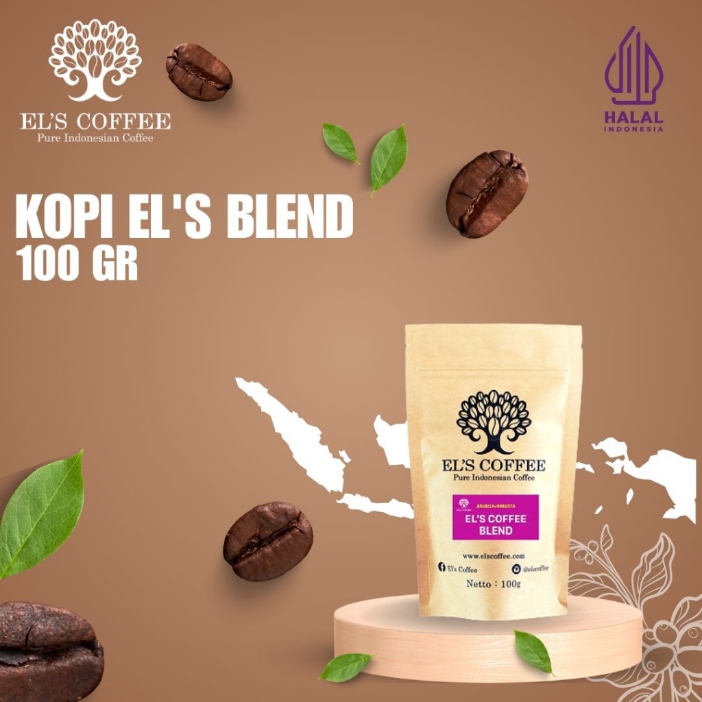 

Kopi EL'S COFFEE Blend Arabika Robusta 100Gr Pure Indonesia Coffee Beans / Fine / Course Roasted Kopi Q1753