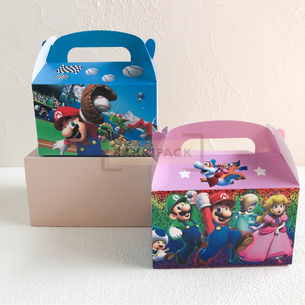 

6PCS gable box paper bag tas kertas goodie bag snack ultah anak mario