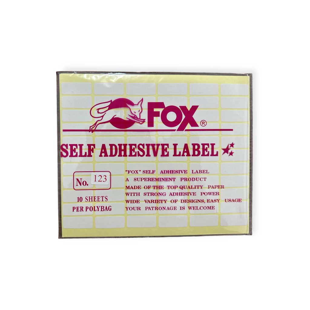 

Kertas / Label Stiker Fox No. 123 uk. 12 x 30 mm (Persegi Panjang)