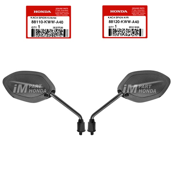 88110-KWW-A40 88120-KWW-A40 Spion 1 Set Kanan Kiri Revo 110 2011 2012 Supra X 125 Fi 150 GTR Revo Fi