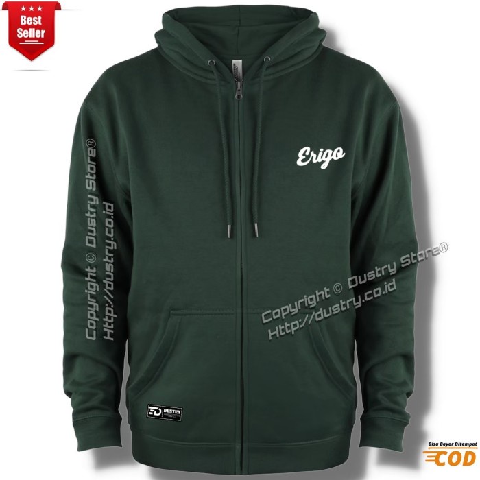 Sweater Distro ERIGO Sweter Hodie Zipper ORI Switer Pria - Army, XXL