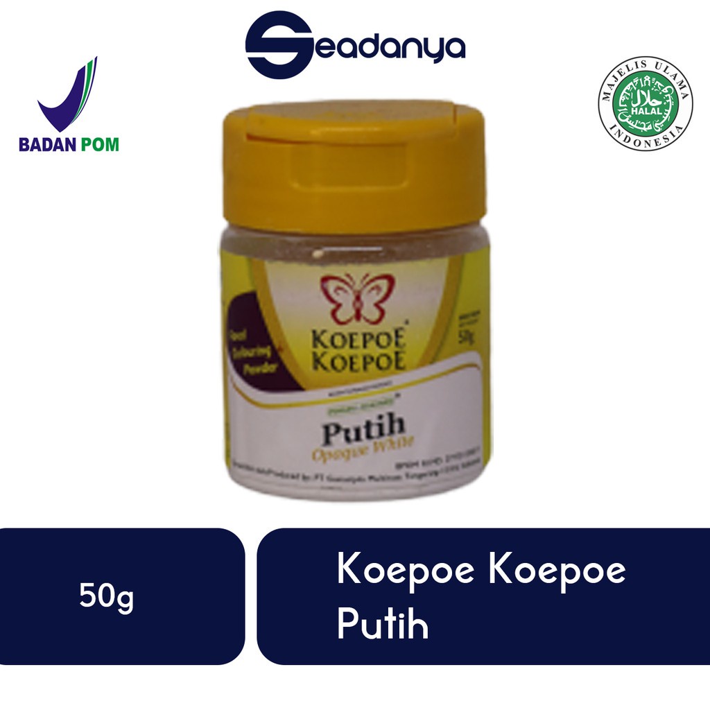 

Pewarna Makanan Putih Opaque White Koepoe Koepoe 50g - Halal MUI & BPOM