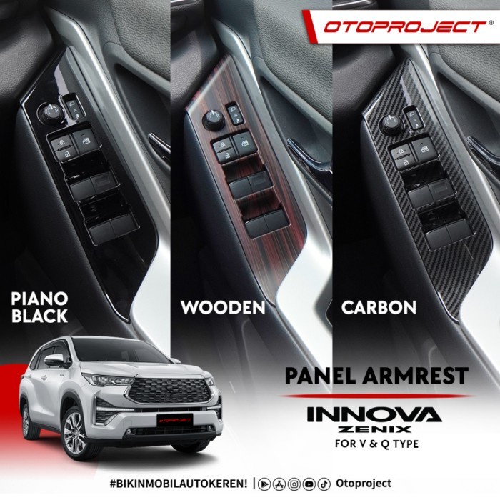 custemstore32_id Panel Armrest Mobil Innova Zenix  2022 - 2023 (4 DOORS) Otoproject - Piano Black, T