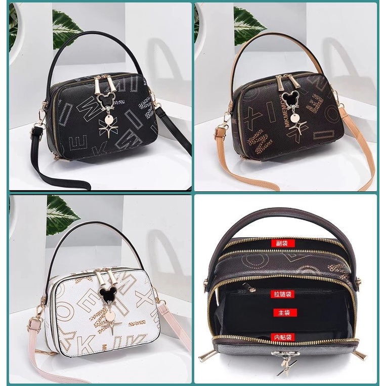 BQ3673 Black,Coffee,White Tas Slempang Wanita Fashion Import Modis Elegan Termurah Terlaris Terbaru