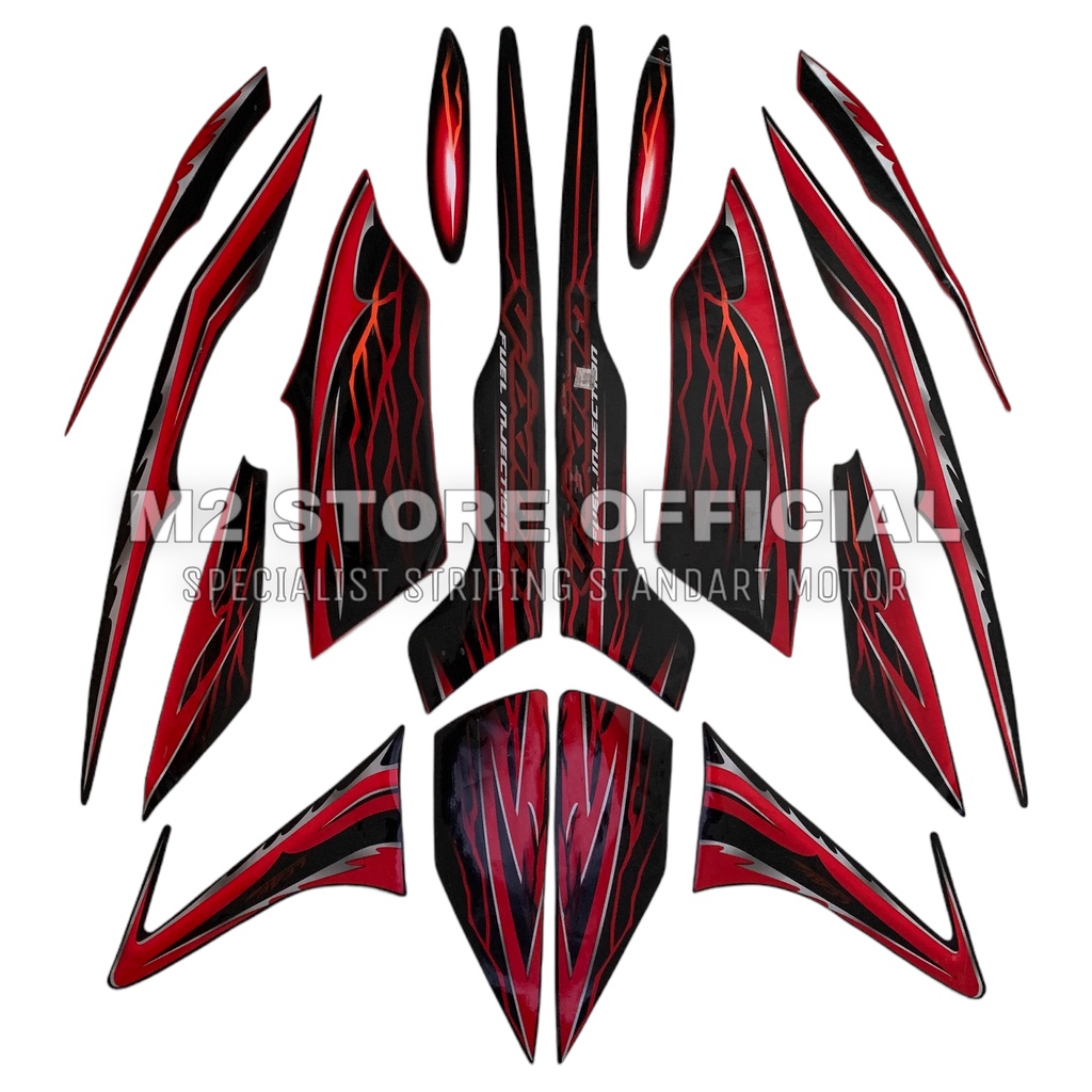 striping stripping Yamaha vixion old lama 2010 hitam merah sticker stiker lis polet body Vixion VIXI