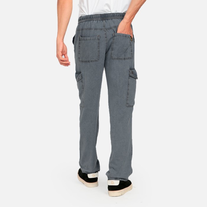GutenInc - Celana Cargo Pria Ronald Straight Cargo Grey Wash Guten - 30