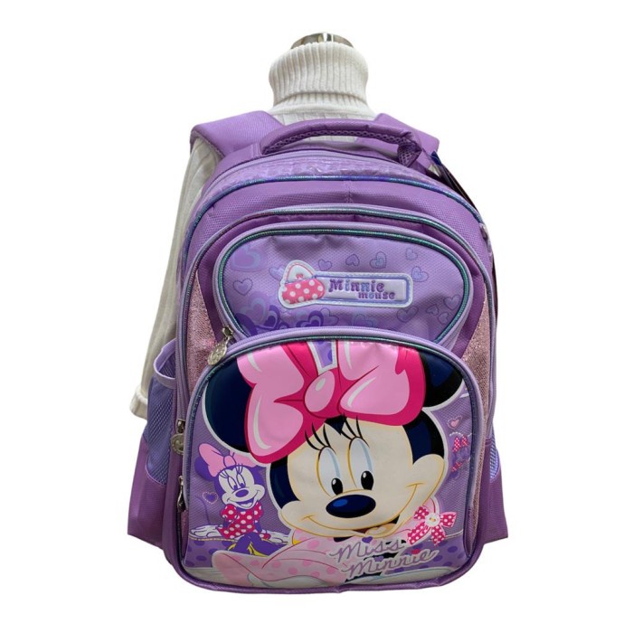 Tas Ransel Anak Cewek Gir Backpack Motif Micky Mouse Warna Ungu Fashion Import
