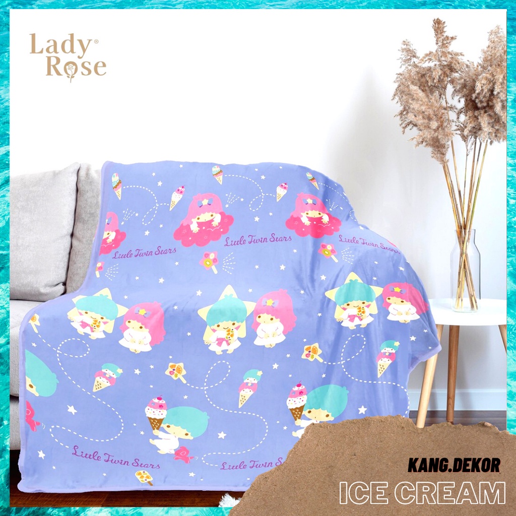 SELIMUT LADY ROSE MOTIF ICE CREAM KARAKTER KARTUN ANAK SELIMUT BULU LEMBUT HALUS TEBAL LADYROSE UKUR