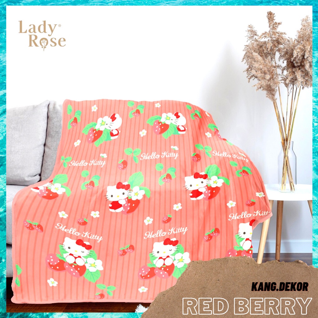SELIMUT LADY ROSE MOTIF RED BERRY KARAKTER KARTUN ANAK SELIMUT BULU LEMBUT HALUS TEBAL LADYROSE UKUR