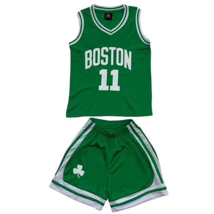 Setelan Baju Basket Anak Warna Hijau Kids Sport Tshirt Bahan Cotton Import