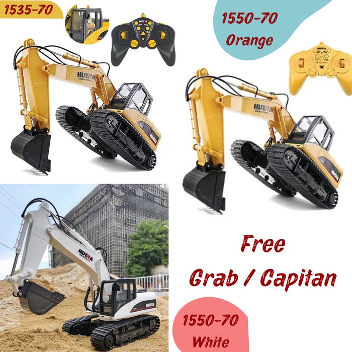 RC Alat Berat Huina 1550 15 channel Excavator with metal shovel - 1550-70 Putih