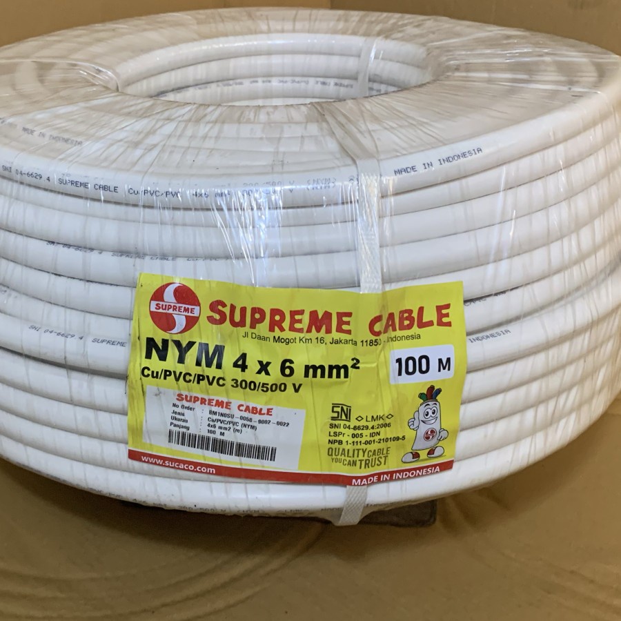 Kabel Kawat / NYM Supreme 4x6 4 X 6 warna Putih @100 meter