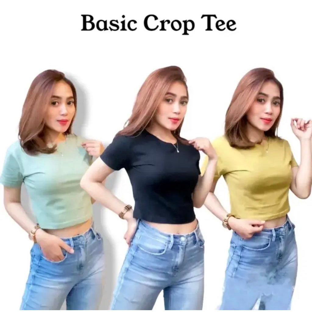 KAOS CROP TOP WANITA CROP TEE KOAS POLOS WANITA COTTON COMBED 30s