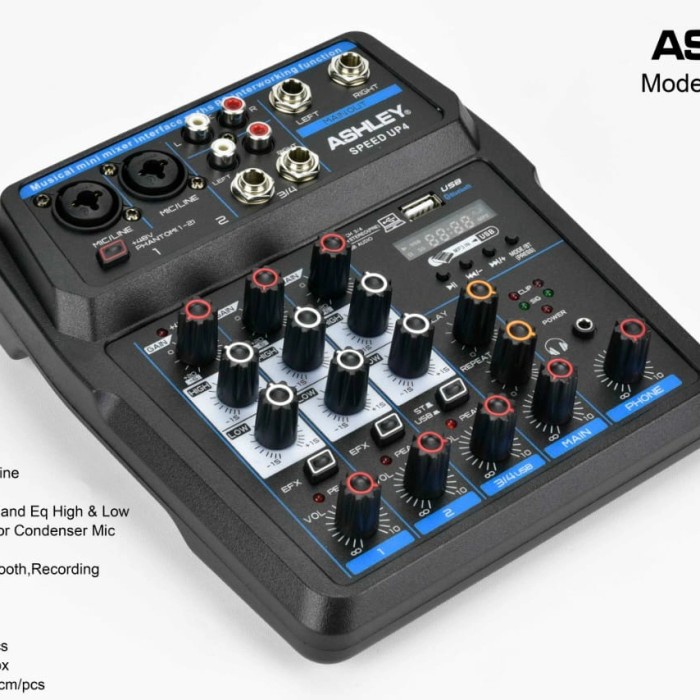 mixer audio mini 4ch 4 ch ashley speed up4 4 channel bluetooth usb