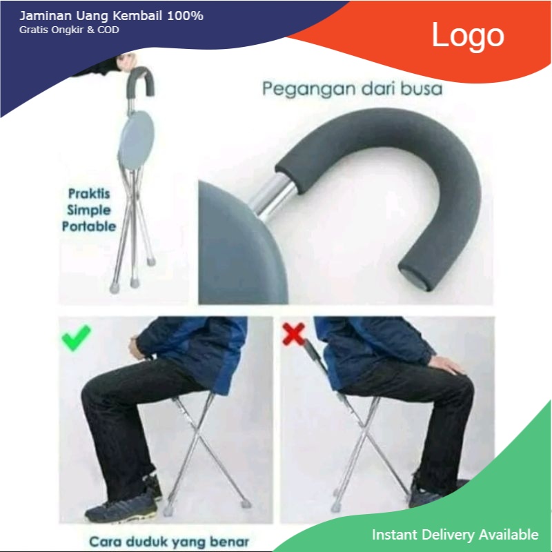Tongkat kursi tempat duduk tongkat tempat duduk tongkat kursi lipat